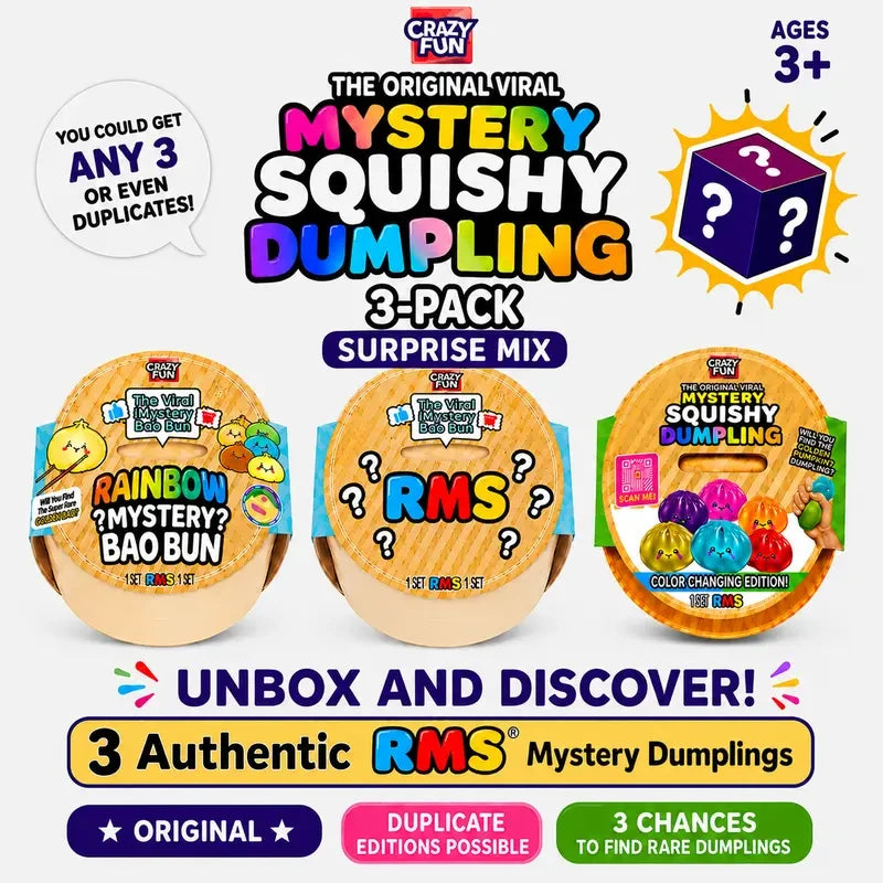 Mystery Squishy Dumpling 3-Pack