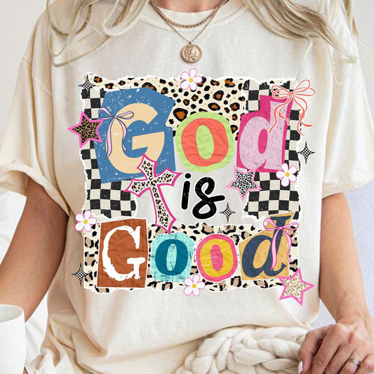 God Is Good T-Shirt — Colorful Patchwork Faith Tee